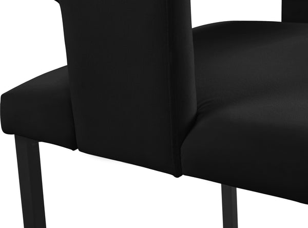 Caleb Velvet / Engineered Wood / Iron Contemporary Black Velvet Dining Chair - 23" W x 21" D x 30" H