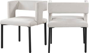 Caleb Velvet / Engineered Wood / Iron Contemporary Cream Velvet Dining Chair - 23" W x 21" D x 30" H