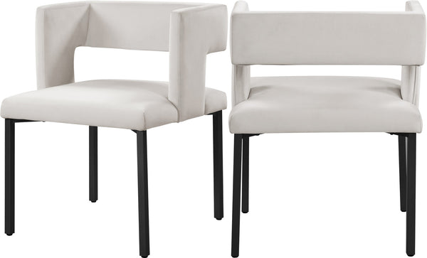 Caleb Velvet / Engineered Wood / Iron Contemporary Cream Velvet Dining Chair - 23" W x 21" D x 30" H