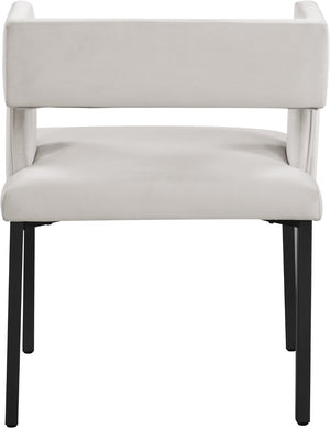 Caleb Velvet / Engineered Wood / Iron Contemporary Cream Velvet Dining Chair - 23" W x 21" D x 30" H