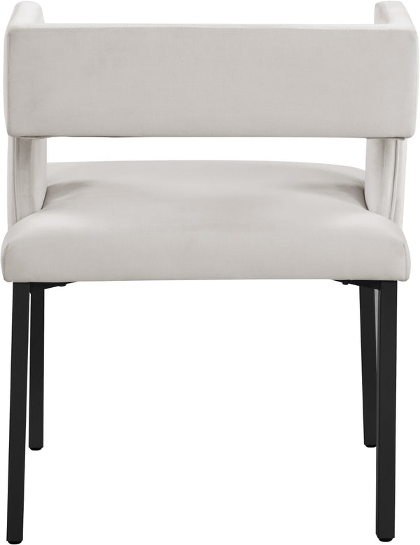 Caleb Velvet / Engineered Wood / Iron Contemporary Cream Velvet Dining Chair - 23" W x 21" D x 30" H