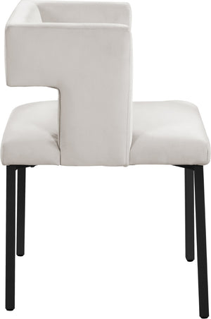 Caleb Velvet / Engineered Wood / Iron Contemporary Cream Velvet Dining Chair - 23" W x 21" D x 30" H