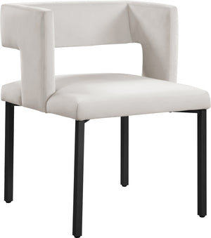 Caleb Velvet / Engineered Wood / Iron Contemporary Cream Velvet Dining Chair - 23" W x 21" D x 30" H