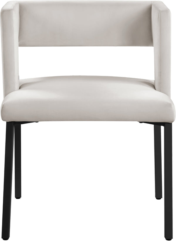 Caleb Velvet / Engineered Wood / Iron Contemporary Cream Velvet Dining Chair - 23" W x 21" D x 30" H