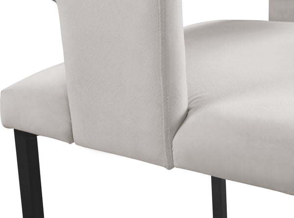 Caleb Velvet / Engineered Wood / Iron Contemporary Cream Velvet Dining Chair - 23" W x 21" D x 30" H
