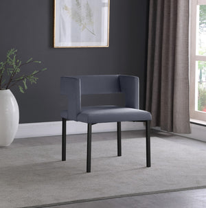 Caleb Velvet / Engineered Wood / Iron Contemporary Grey Velvet Dining Chair - 23" W x 21" D x 30" H