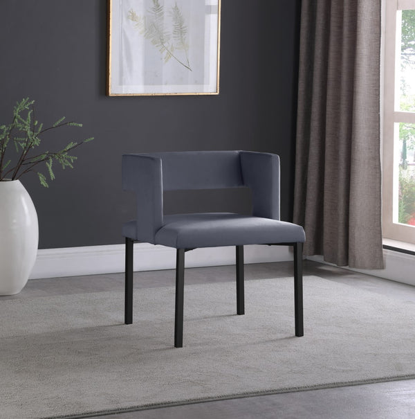 Caleb Velvet / Engineered Wood / Iron Contemporary Grey Velvet Dining Chair - 23" W x 21" D x 30" H