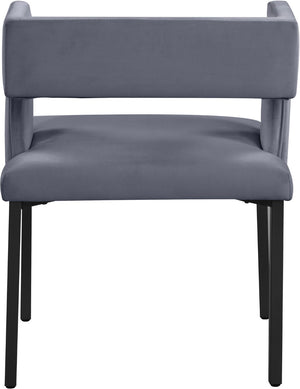 Caleb Velvet / Engineered Wood / Iron Contemporary Grey Velvet Dining Chair - 23" W x 21" D x 30" H