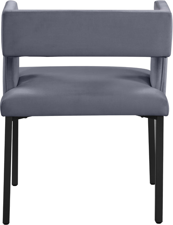 Caleb Velvet / Engineered Wood / Iron Contemporary Grey Velvet Dining Chair - 23" W x 21" D x 30" H