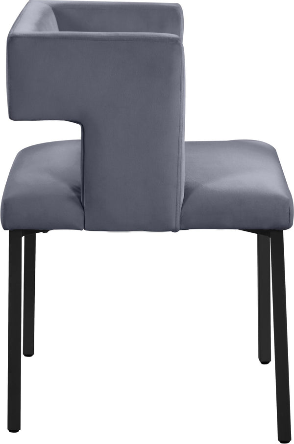 Caleb Velvet / Engineered Wood / Iron Contemporary Grey Velvet Dining Chair - 23" W x 21" D x 30" H