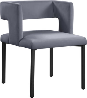 Caleb Velvet / Engineered Wood / Iron Contemporary Grey Velvet Dining Chair - 23" W x 21" D x 30" H