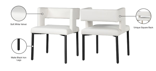 Caleb Faux Leather / Iron / Engineered Wood / Foam Contemporary White Faux Leather Dining Chair - 23" W x 21" D x 30" H