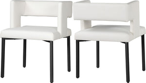Caleb Faux Leather / Iron / Engineered Wood / Foam Contemporary White Faux Leather Dining Chair - 23" W x 21" D x 30" H