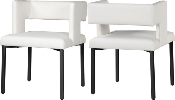 Caleb Faux Leather / Iron / Engineered Wood / Foam Contemporary White Faux Leather Dining Chair - 23" W x 21" D x 30" H