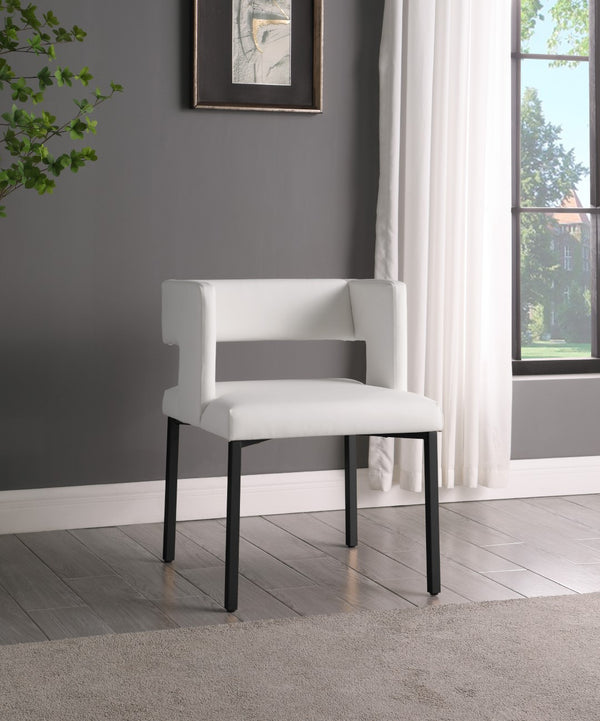 Caleb Faux Leather / Iron / Engineered Wood / Foam Contemporary White Faux Leather Dining Chair - 23" W x 21" D x 30" H
