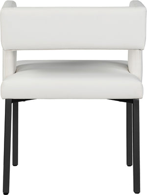 Caleb Faux Leather / Iron / Engineered Wood / Foam Contemporary White Faux Leather Dining Chair - 23" W x 21" D x 30" H