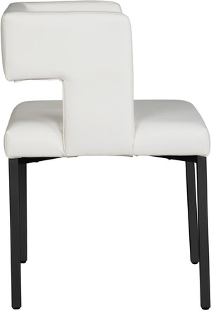 Caleb Faux Leather / Iron / Engineered Wood / Foam Contemporary White Faux Leather Dining Chair - 23" W x 21" D x 30" H