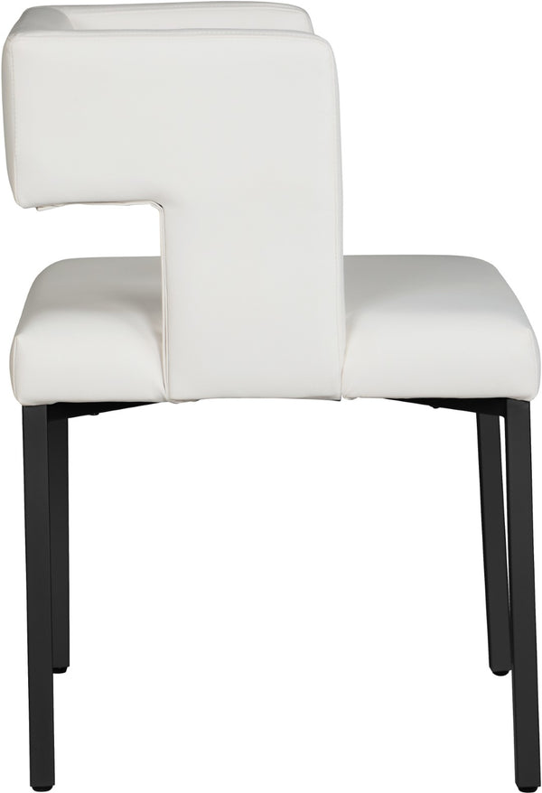 Caleb Faux Leather / Iron / Engineered Wood / Foam Contemporary White Faux Leather Dining Chair - 23" W x 21" D x 30" H