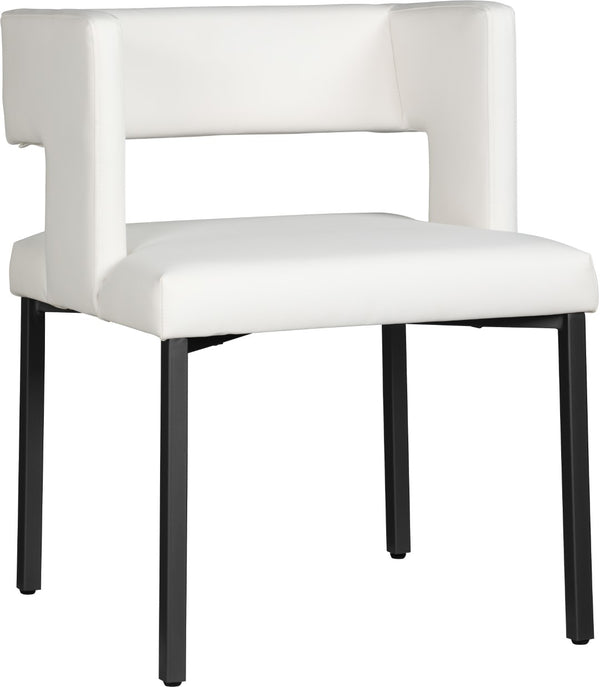 Caleb Faux Leather / Iron / Engineered Wood / Foam Contemporary White Faux Leather Dining Chair - 23" W x 21" D x 30" H