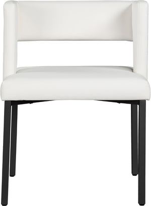 Caleb Faux Leather / Iron / Engineered Wood / Foam Contemporary White Faux Leather Dining Chair - 23" W x 21" D x 30" H