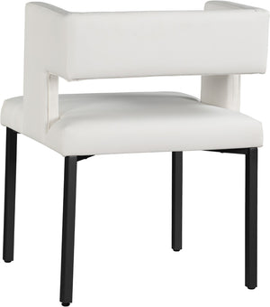 Caleb Faux Leather / Iron / Engineered Wood / Foam Contemporary White Faux Leather Dining Chair - 23" W x 21" D x 30" H