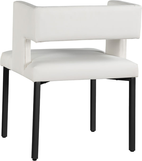 Caleb Faux Leather / Iron / Engineered Wood / Foam Contemporary White Faux Leather Dining Chair - 23" W x 21" D x 30" H