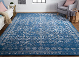 Bella High/Low Floral Wool Rug, Vallarta Blue/Silver Gray, 9ft x 12ft Area Rug