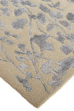 Bella High/Low Floral Wool Rug, Latte/SIlver Gray, 9ft x 12ft Area Rug