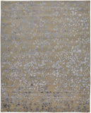 Bella High/Low Floral Wool Rug, Latte/SIlver Gray, 9ft x 12ft Area Rug