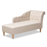 Emeline Modern Contemporary Fabric Upholstered Oak Finished Chaise Lounge