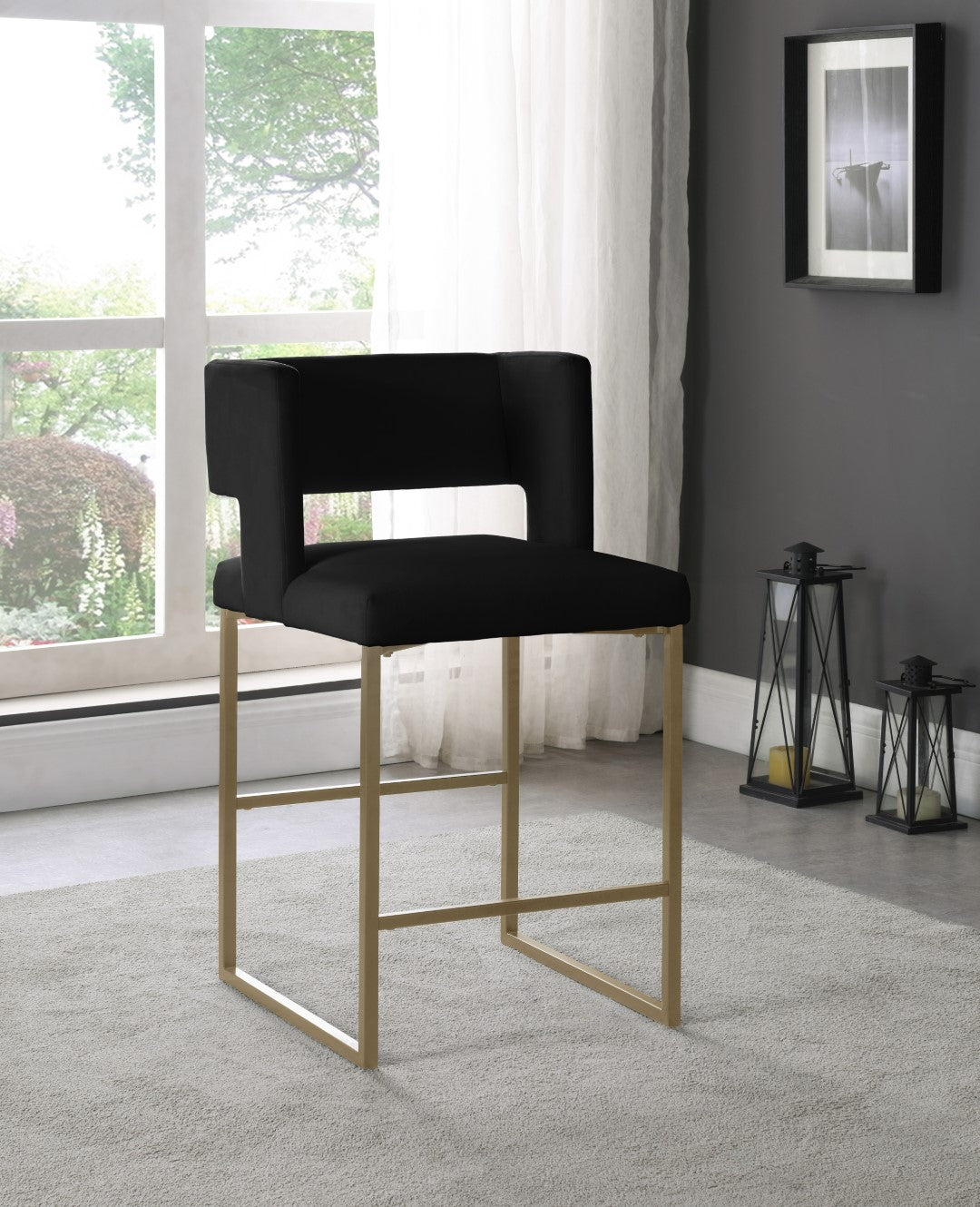 Caleb Velvet Bar / Counter Stool - Thumbnail 2