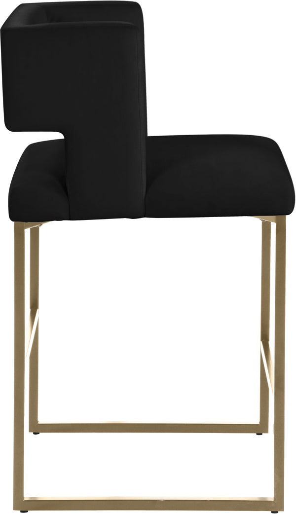 Caleb Velvet / Engineered Wood / Iron / Foam Contemporary Black Velvet Counter Stool - 19.5" W x 20.5" D x 36" H