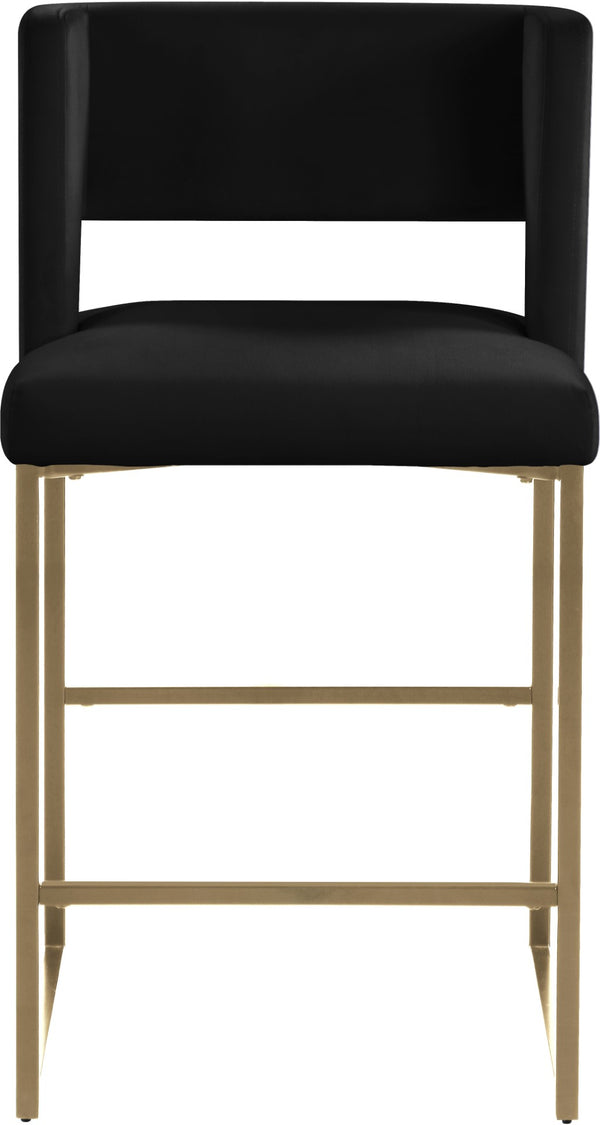 Caleb Velvet / Engineered Wood / Iron / Foam Contemporary Black Velvet Counter Stool - 19.5" W x 20.5" D x 36" H