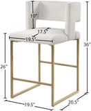 Caleb Velvet / Engineered Wood / Iron / Foam Contemporary Cream Velvet Counter Stool - 19.5" W x 20.5" D x 36" H