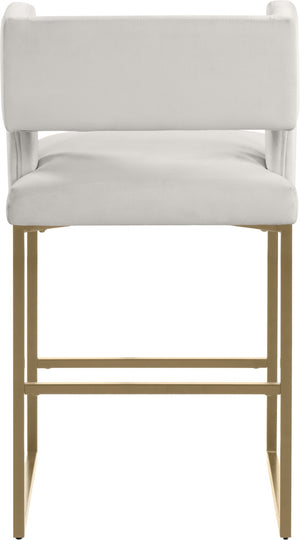 Caleb Velvet / Engineered Wood / Iron / Foam Contemporary Cream Velvet Counter Stool - 19.5" W x 20.5" D x 36" H