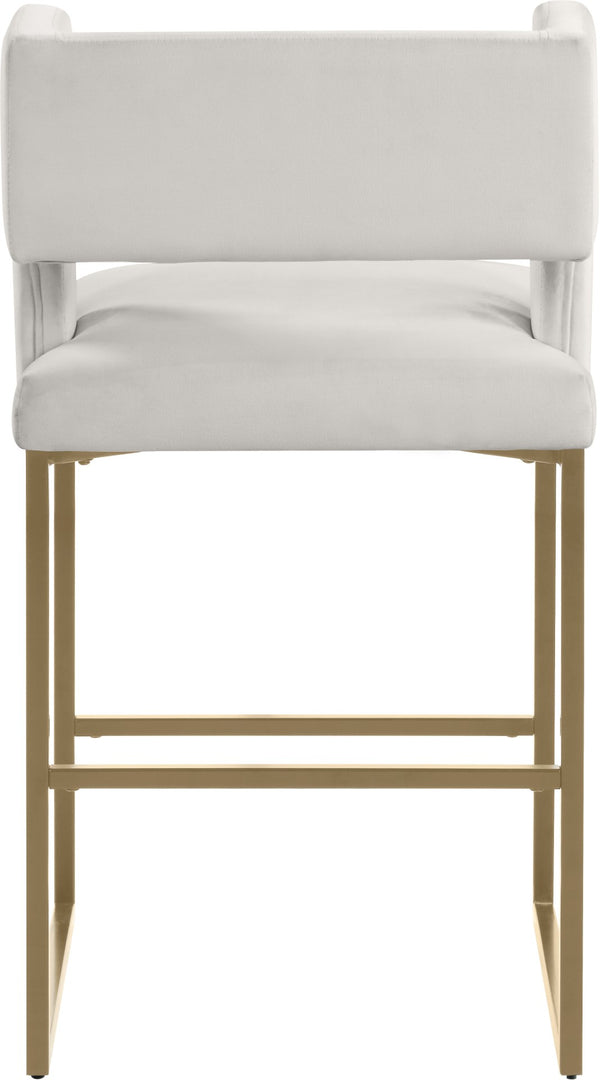 Caleb Velvet / Engineered Wood / Iron / Foam Contemporary Cream Velvet Counter Stool - 19.5" W x 20.5" D x 36" H