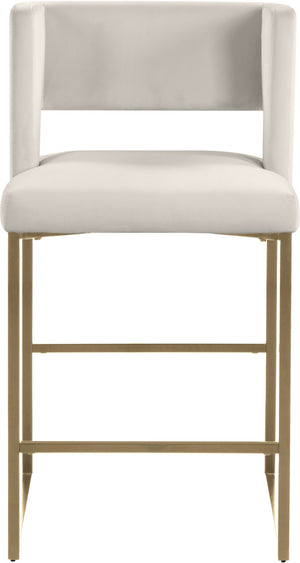 Caleb Velvet / Engineered Wood / Iron / Foam Contemporary Cream Velvet Counter Stool - 19.5" W x 20.5" D x 36" H