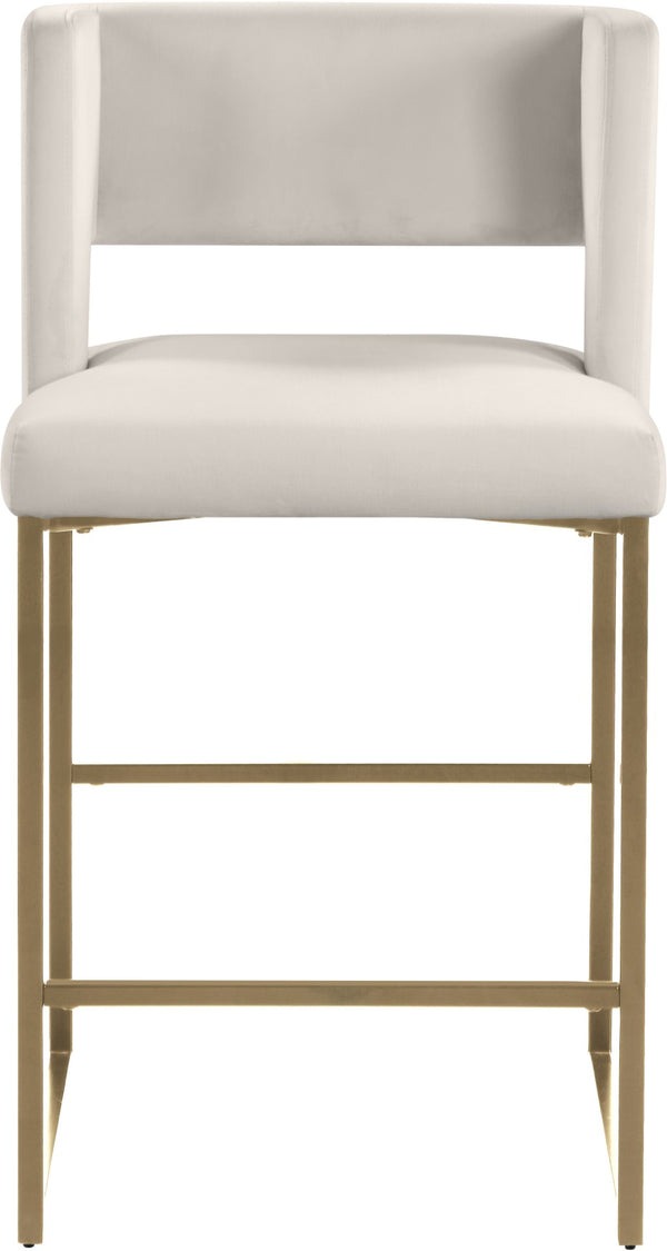 Caleb Velvet / Engineered Wood / Iron / Foam Contemporary Cream Velvet Counter Stool - 19.5" W x 20.5" D x 36" H