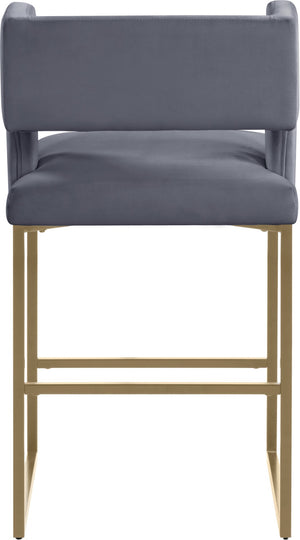 Caleb Velvet / Engineered Wood / Iron / Foam Contemporary Grey Velvet Counter Stool - 19.5" W x 20.5" D x 36" H