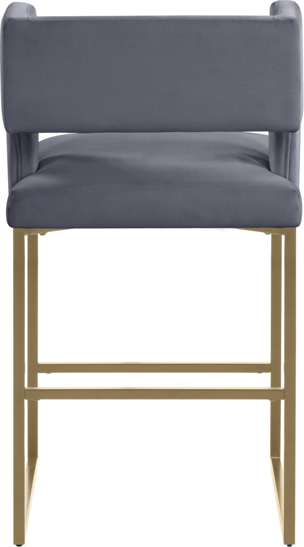 Caleb Velvet / Engineered Wood / Iron / Foam Contemporary Grey Velvet Counter Stool - 19.5" W x 20.5" D x 36" H