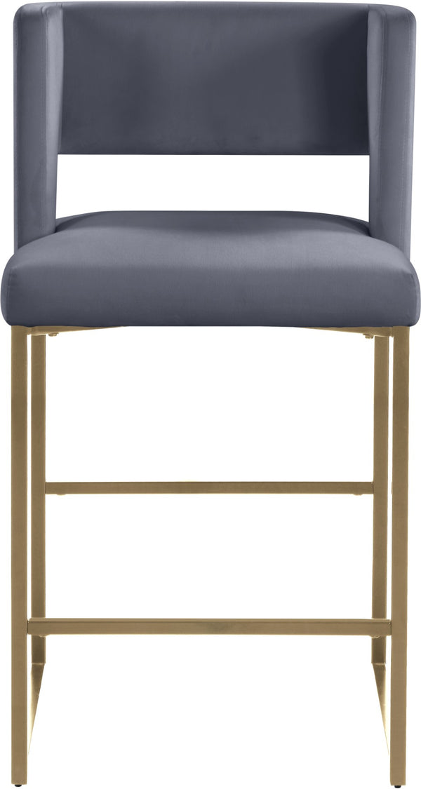 Caleb Velvet / Engineered Wood / Iron / Foam Contemporary Grey Velvet Counter Stool - 19.5" W x 20.5" D x 36" H