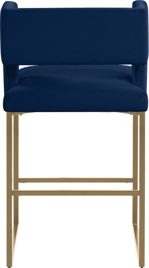 Caleb Velvet / Engineered Wood / Iron / Foam Contemporary Navy Velvet Counter Stool - 19.5" W x 20.5" D x 36" H