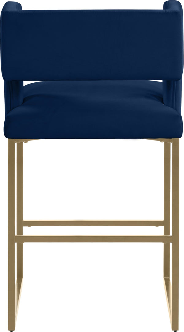 Caleb Velvet / Engineered Wood / Iron / Foam Contemporary Navy Velvet Counter Stool - 19.5" W x 20.5" D x 36" H