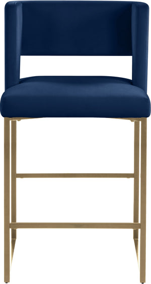 Caleb Velvet / Engineered Wood / Iron / Foam Contemporary Navy Velvet Counter Stool - 19.5" W x 20.5" D x 36" H