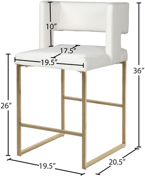 Caleb Faux Leather / Iron / Engineered Wood / Foam Contemporary White Faux Leather Counter Stool - 19.5" W x 20.5" D x 36" H