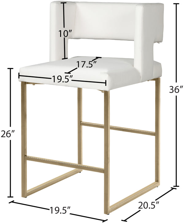 Caleb Faux Leather / Iron / Engineered Wood / Foam Contemporary White Faux Leather Counter Stool - 19.5" W x 20.5" D x 36" H