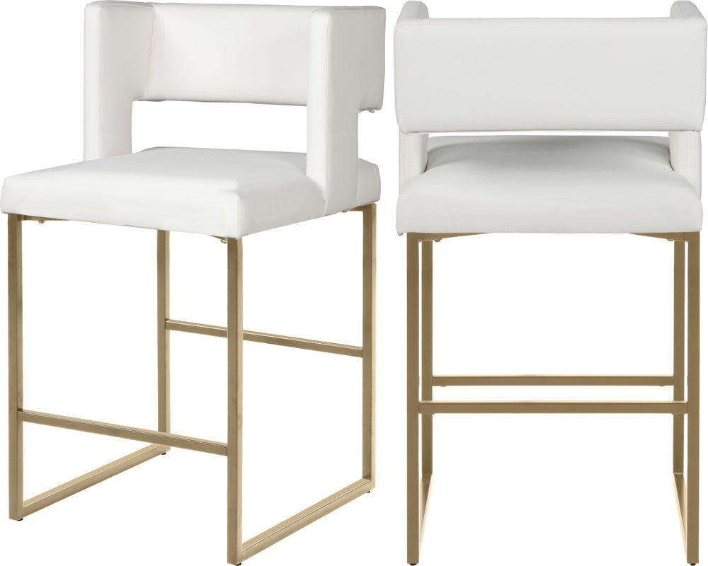 Caleb Faux Leather / Iron / Engineered Wood / Foam Contemporary White Faux Leather Counter Stool - 19.5" W x 20.5" D x 36" H