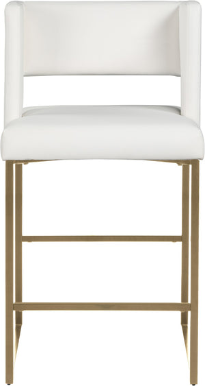 Caleb Faux Leather / Iron / Engineered Wood / Foam Contemporary White Faux Leather Counter Stool - 19.5" W x 20.5" D x 36" H