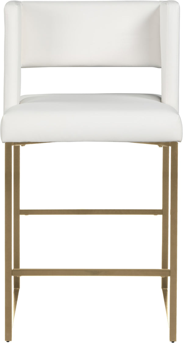 Caleb Faux Leather / Iron / Engineered Wood / Foam Contemporary White Faux Leather Counter Stool - 19.5" W x 20.5" D x 36" H