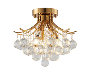 Bethel Stain Brass Semi Flush Mount in Metal & Crystal